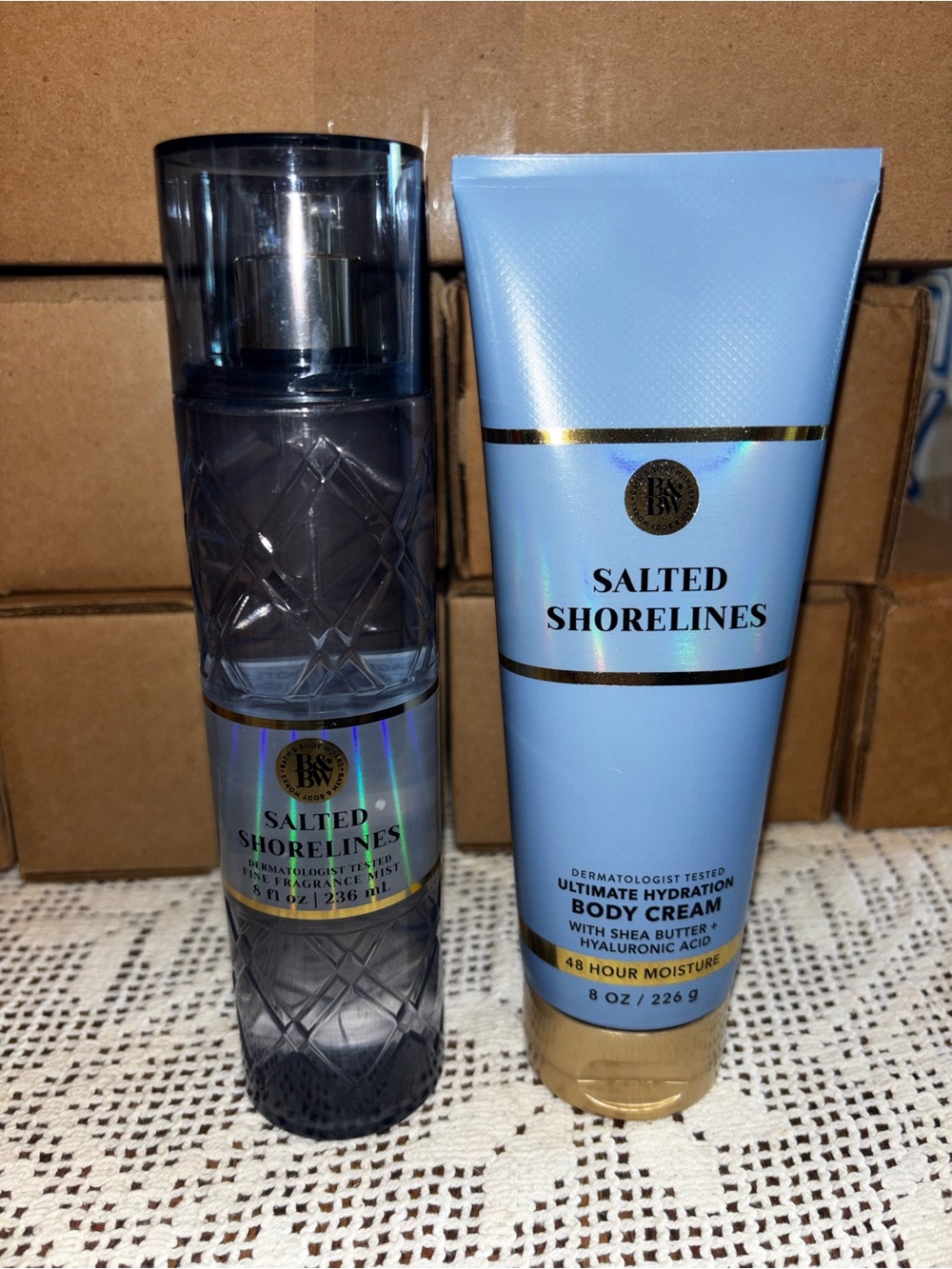 (2026) Bath & Body Works Salted Shorelines Fragrance Mist + Body Cream Set